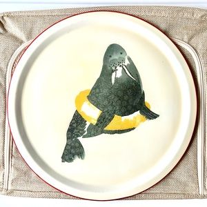 West Elm Walrus Dapper Animal Metal Tray Plate